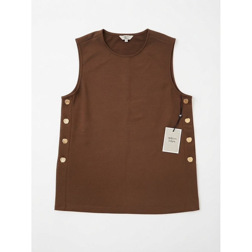 Top Women Size SP Brown Gold Button Side NWT